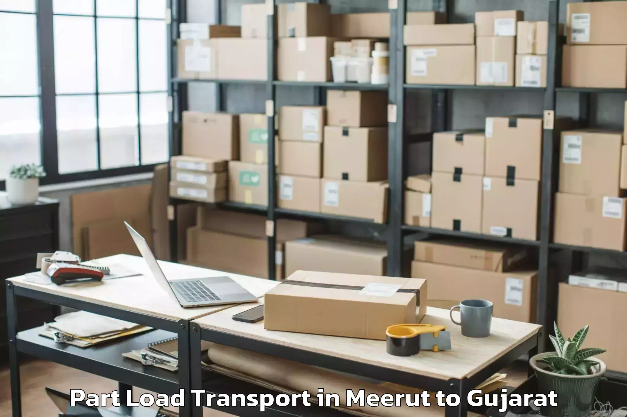 Book Meerut to Lunavada Part Load Transport Online